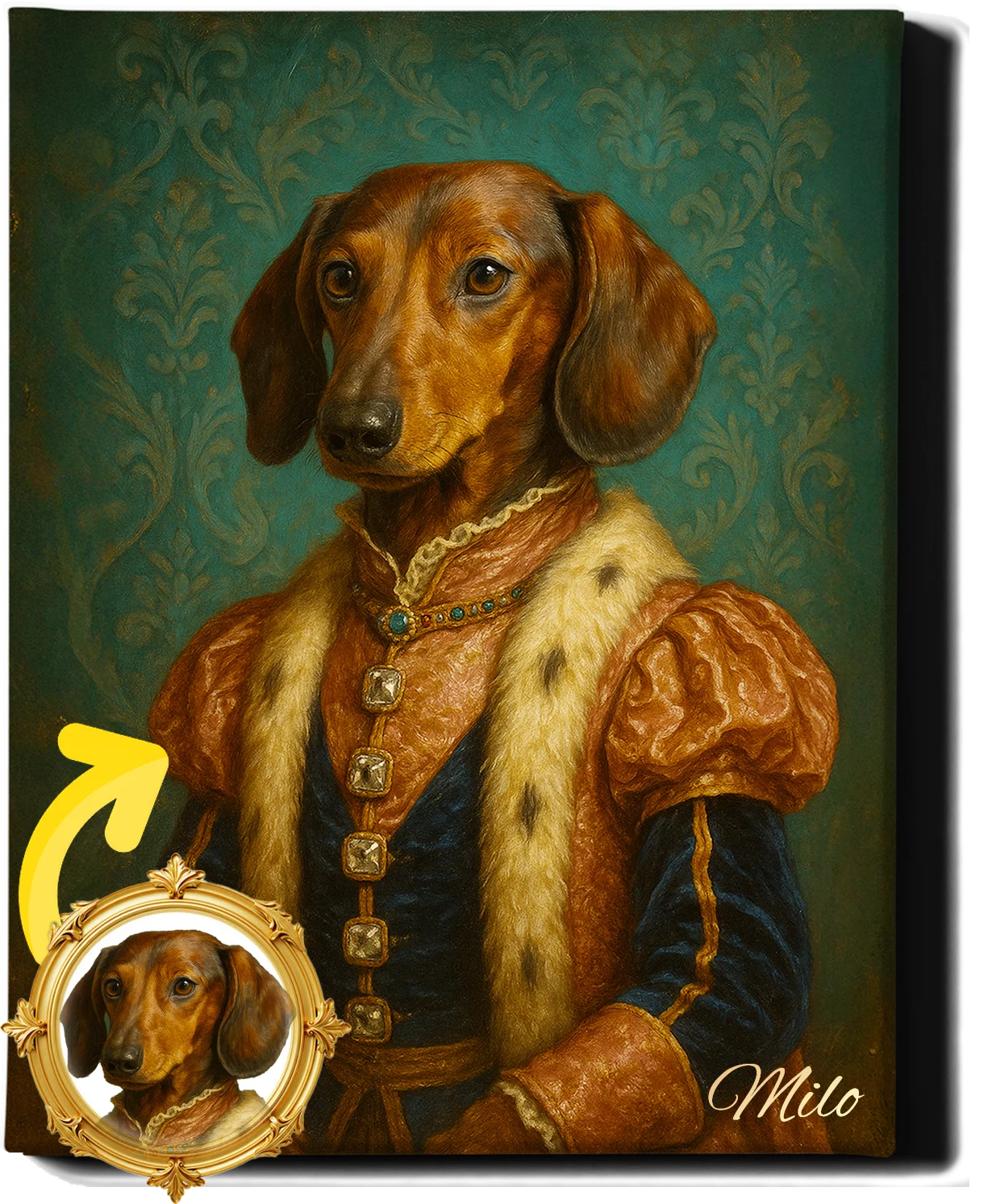 Custom Royal Pet Portrait | Her Highness | Personalized Wall Art for Pet Lovers