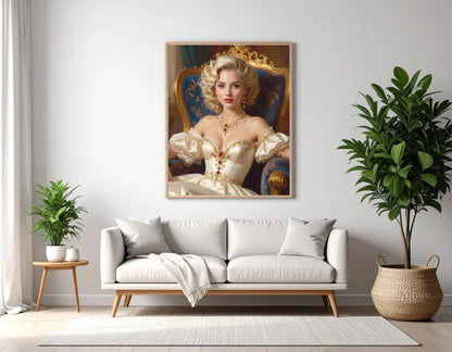 Custom Royal Human Portrait | Throne Room Sovereign 3 | Personalized Wall Art Gift for her