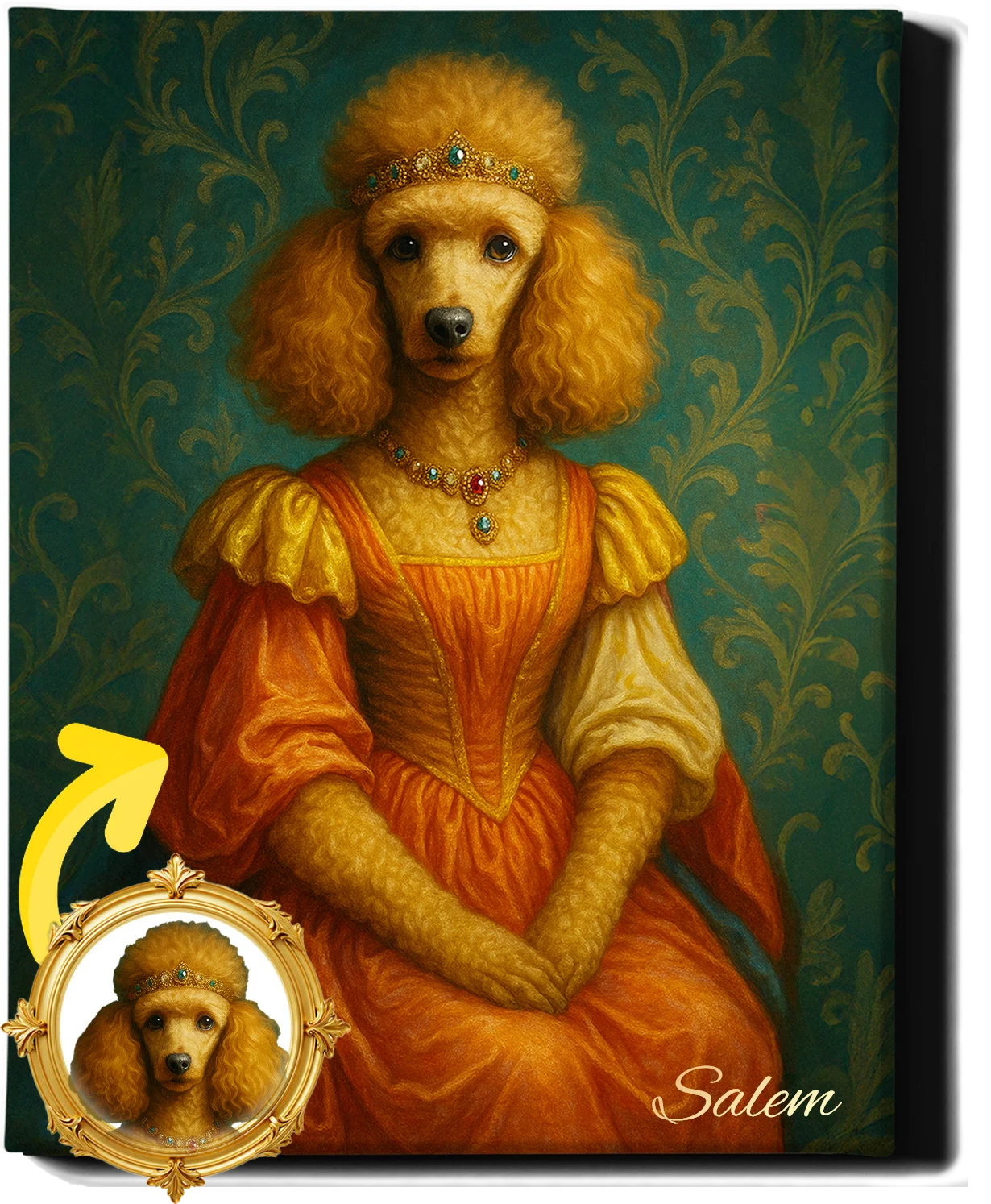 Custom Royal Pet Portrait | Baroness Biscuit | Personalized Wall Art for Pet Lovers