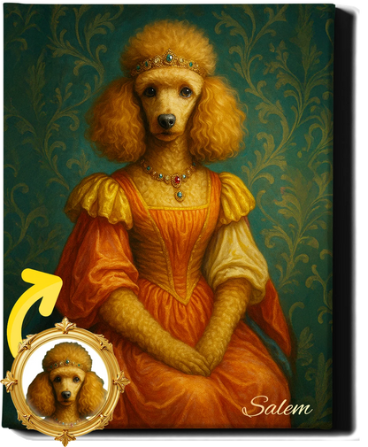 Custom Royal Pet Portrait | Baroness Biscuit | Personalized Wall Art for Pet Lovers