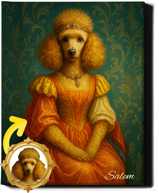 Custom Royal Pet Portrait | Baroness Biscuit | Personalized Wall Art for Pet Lovers