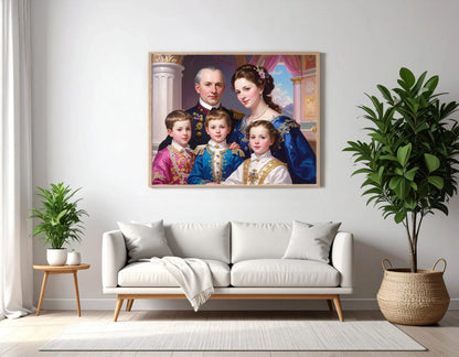 Custom Royal Family Portrait | Royal Bloom 2 | Personalized Wall Art Gift