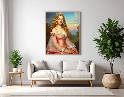 Custom Royal Human Portrait | Fairy Princess in Twilight | Personalized Wall Art Gift for her