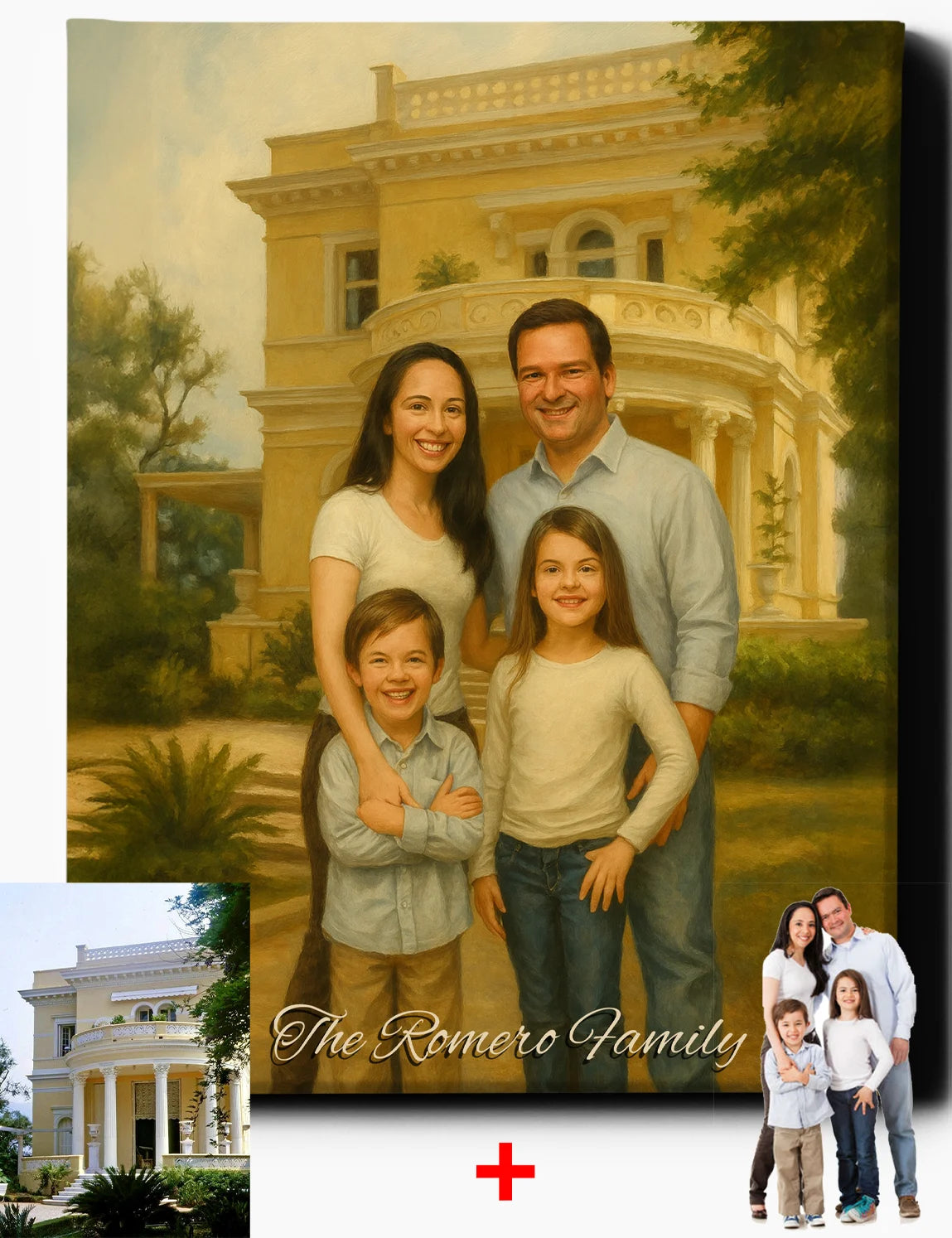 Custom Family Portrait Canvas VICTORIAN ART style – Personalized Matte Canvas Wall Art for Pet Lovers- CANVAS