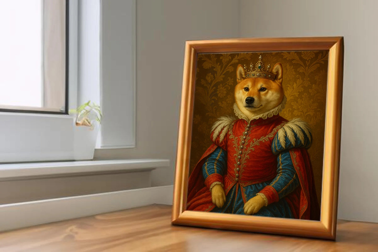 Custom Royal Pet Portrait | Baron Von Wiggle | Personalized Wall Art for Pet Lovers