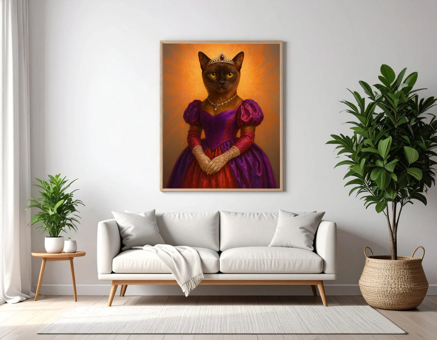 Custom Royal Pet Portrait | Queen Pawsalina | Personalized Wall Art for Pet Lovers