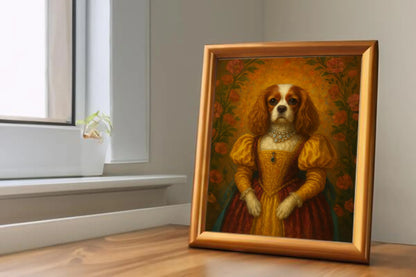 Custom Royal Pet Portrait | Princess Fluffington | Personalized Wall Art for Pet Lovers