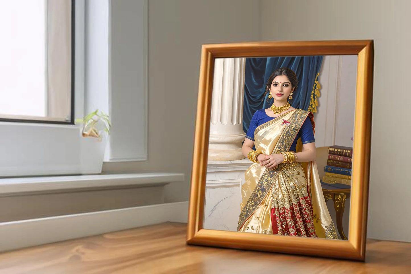 Custom Royal Human Portrait | Indian Royal Maharani | Personalized Wall Art Gift for her