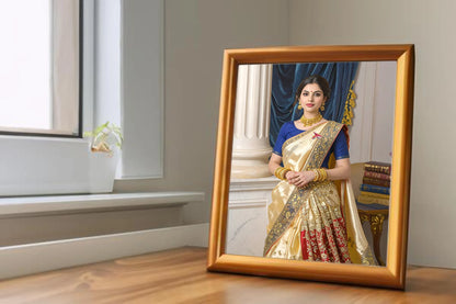 Custom Royal Human Portrait | Indian Royal Maharani | Personalized Wall Art Gift for her