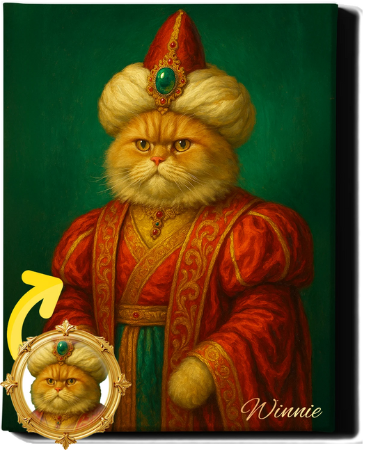 Custom Royal Pet Portrait | Count Barkula | Personalized Wall Art for Pet Lovers