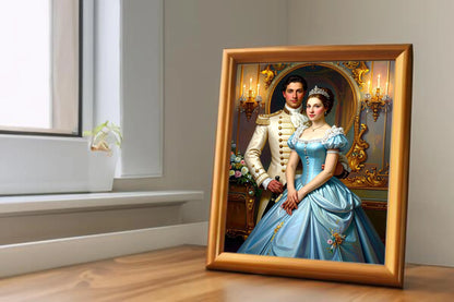 Custom Royal Couple Portrait | Palace Waltz Royalty | Personalized Wall Art Gift