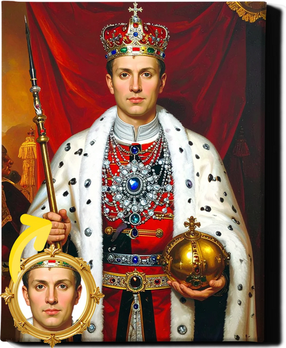 Custom Royal Human Portrait | Crown Prince of the Azure Scepter | Personalized Wall Art Gift for him