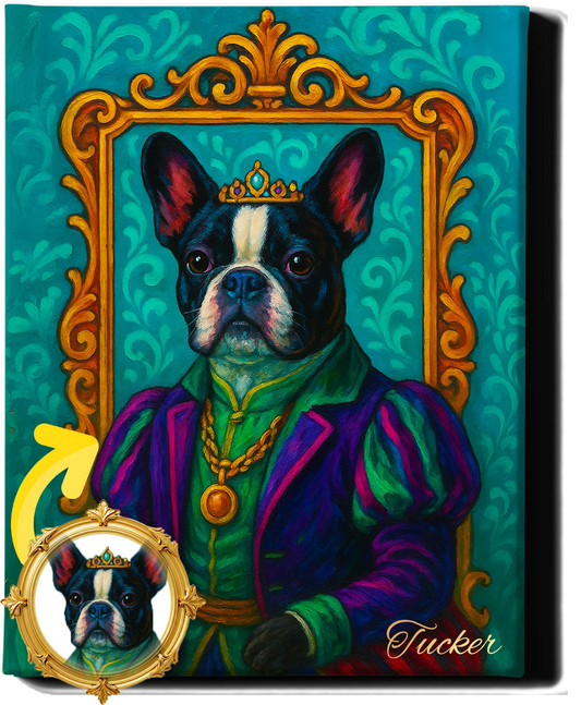 Custom Royal Pet Portrait | General Biscuit | Personalized Wall Art for Pet Lovers