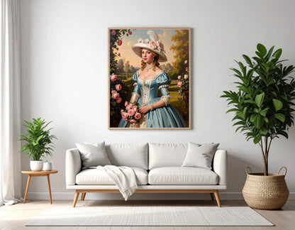 Custom Royal Human Portrait | Garden Countess with Roses | Personalized Wall Art Gift for her