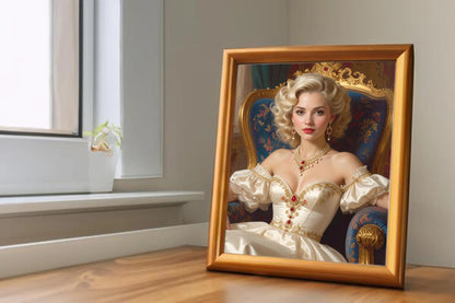Custom Royal Human Portrait | Throne Room Sovereign 3 | Personalized Wall Art Gift for her