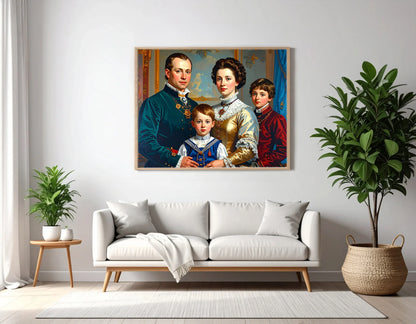 Custom Royal Human Portrait | Velvet Regency Kin | Personalized Wall Art Gift
