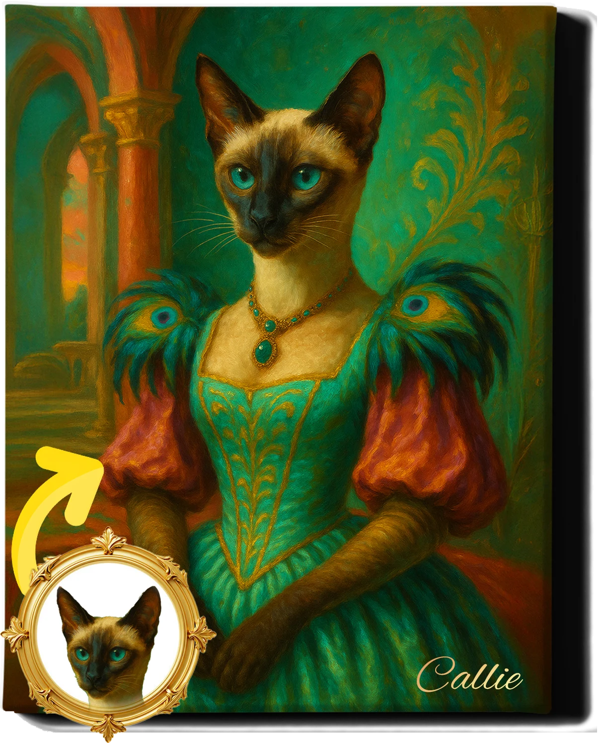 Custom Royal Pet Portrait | Madame | Personalized Wall Art for Pet Lovers