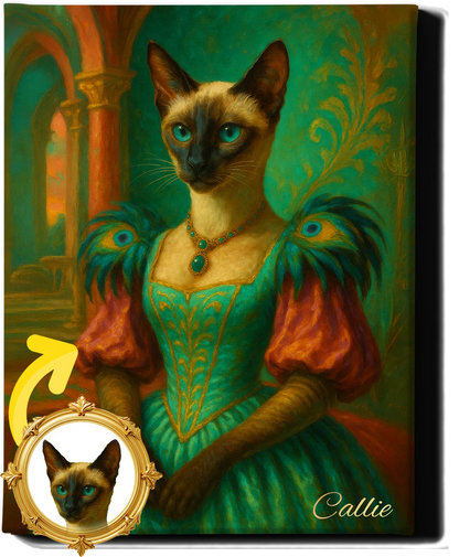 Custom Royal Pet Portrait | Madame | Personalized Wall Art for Pet Lovers