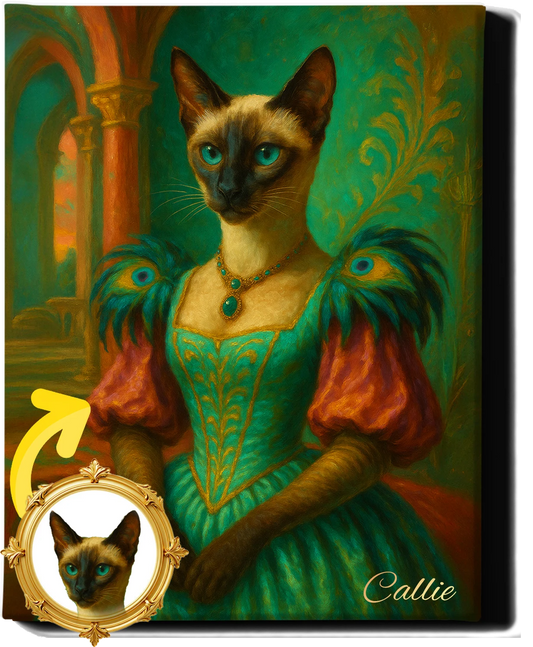 Custom Royal Pet Portrait | Madame | Personalized Wall Art for Pet Lovers