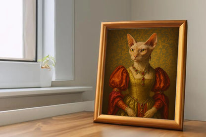 Custom Royal Pet Portrait | Ophelia | Personalized Wall Art for Pet Lovers