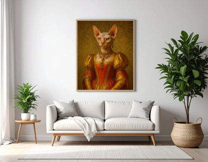 Custom Royal Pet Portrait | Marquise Muffin | Personalized Wall Art for Pet Lovers