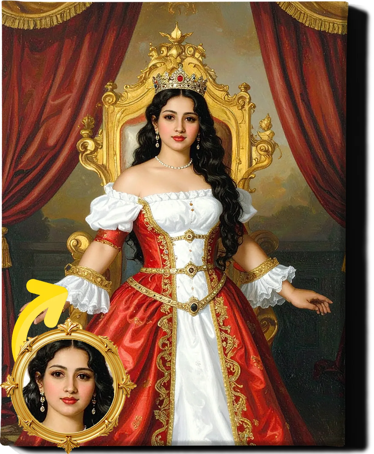 Custom Royal Human Portrait | Standing Empress | Personalized Wall Art Gift for her