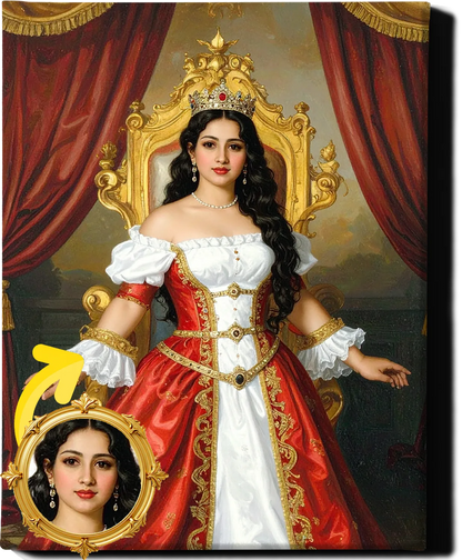 Custom Royal Human Portrait | Standing Empress | Personalized Wall Art Gift for her