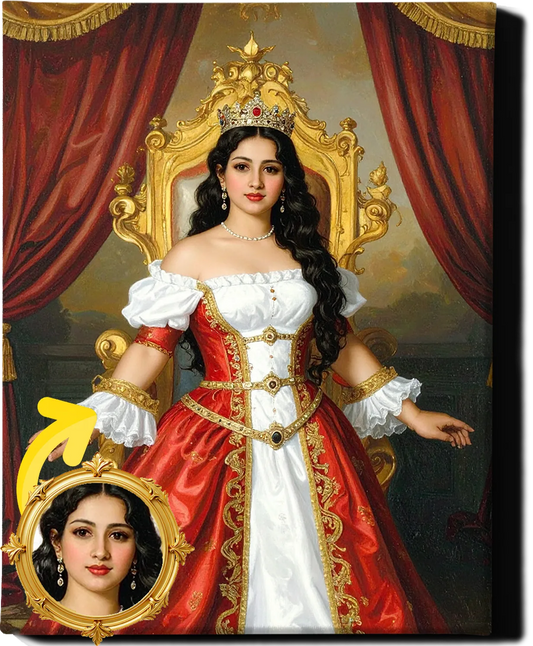 Custom Royal Human Portrait | Standing Empress | Personalized Wall Art Gift for her