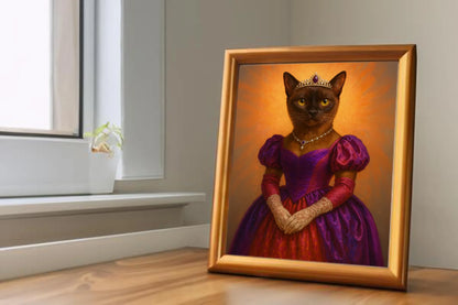 Custom Royal Pet Portrait | Queen Pawsalina | Personalized Wall Art for Pet Lovers