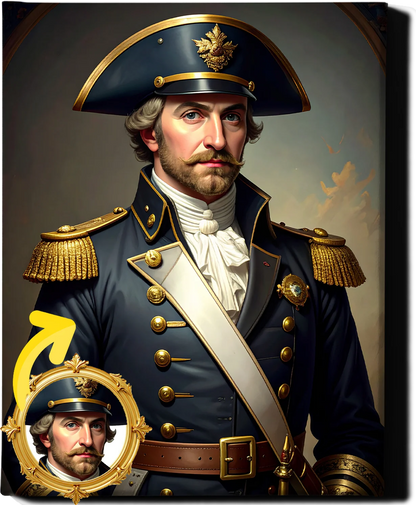 Custom Royal Human Portrait | Captain Valor | Personalized Wall Art Gift for him