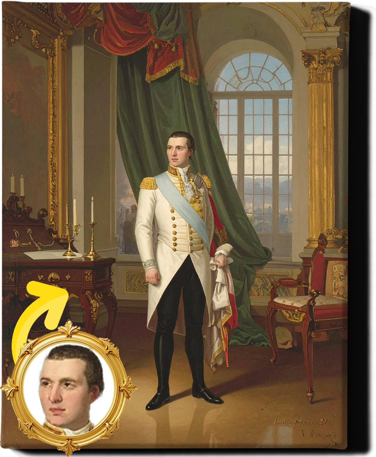 Custom Royal Human Portrait | Lord Hadrian of the White Order | Personalized Wall Art Gift for him