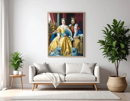 Custom Royal Couple Portrait | Regal Coronation Portrait 2 | Personalized Wall Art Gift