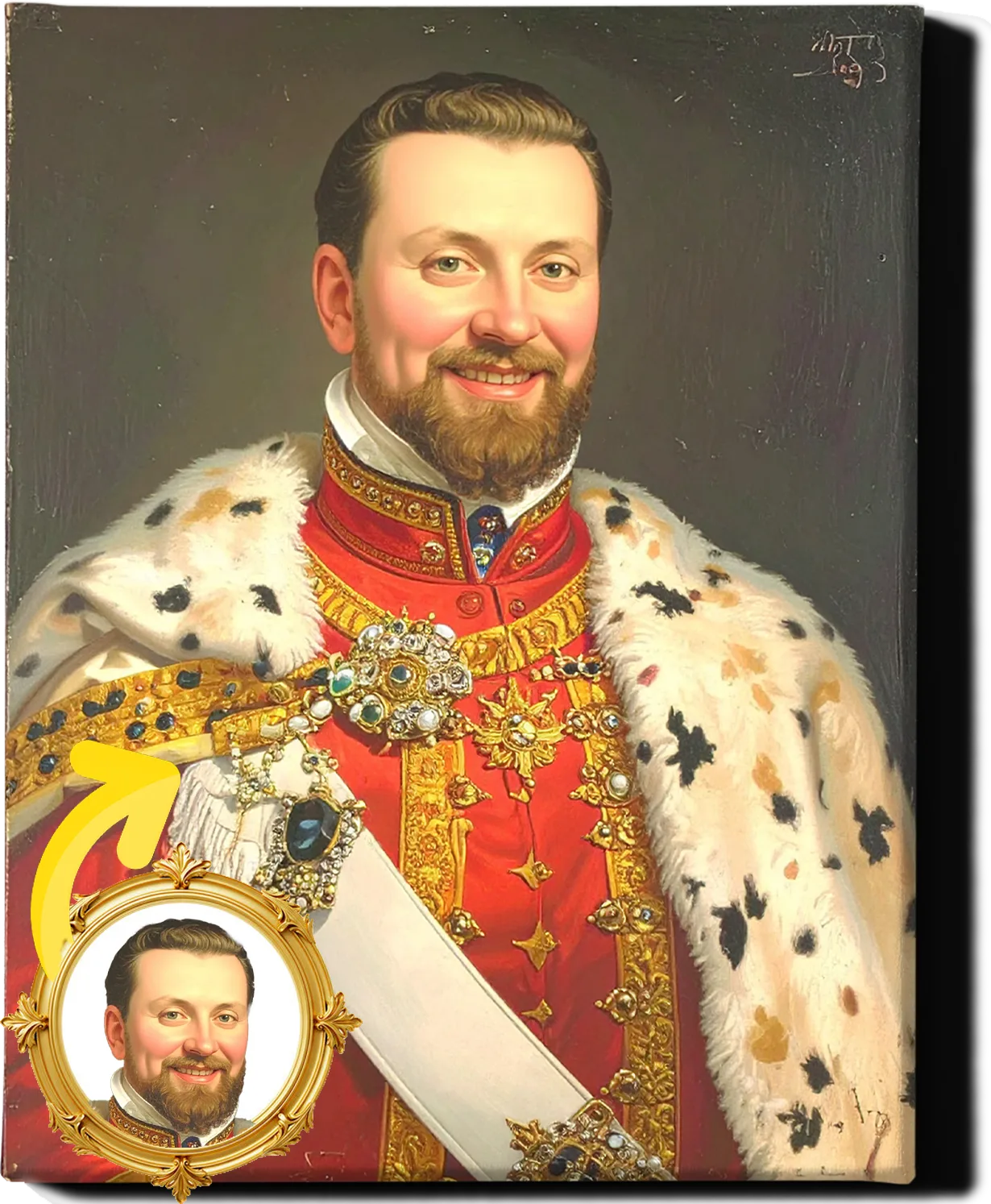 Custom Royal Human Portrait | Duke Marcellus the Jubilant | Personalized Wall Art Gift for him
