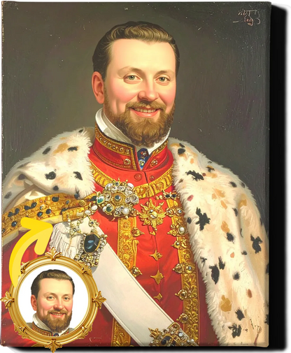 Custom Royal Human Portrait | Duke Marcellus the Jubilant | Personalized Wall Art Gift for him