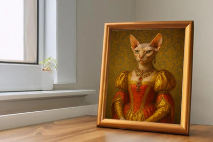 Custom Royal Pet Portrait | Marquise Muffin | Personalized Wall Art for Pet Lovers
