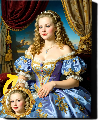 Custom Royal Human Portrait | Elegant Noblewoman | Personalized Wall Art Gift for her