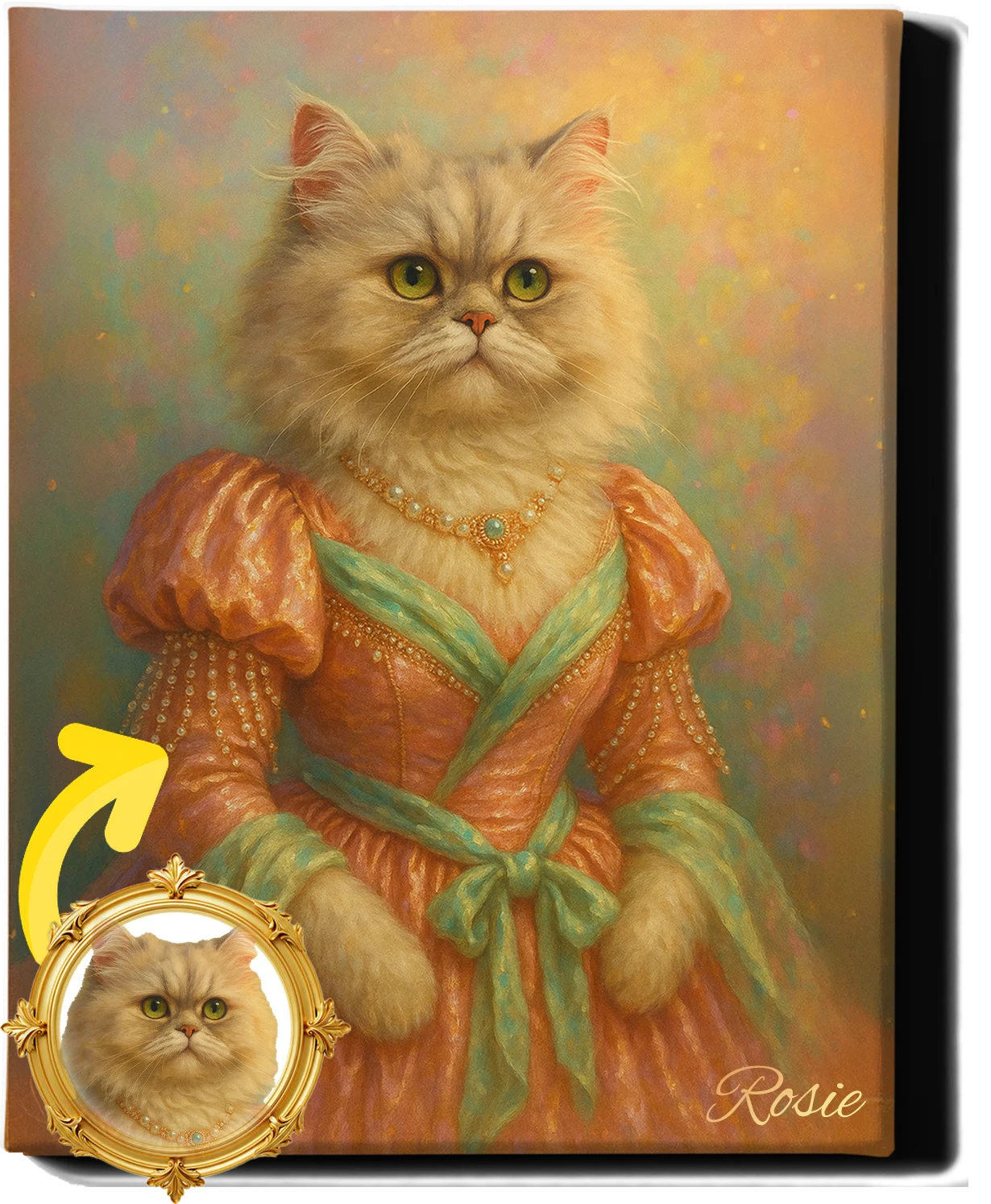 Custom Royal Pet Portrait | Lady Velvetpaws | Personalized Wall Art for Pet Lovers