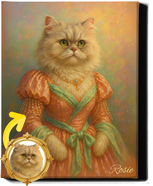 Custom Royal Pet Portrait | Lady Velvetpaws | Personalized Wall Art for Pet Lovers