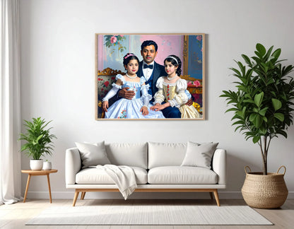 Custom Royal Family Portrait | The Sapphire Bough 3 | Personalized Wall Art Gift