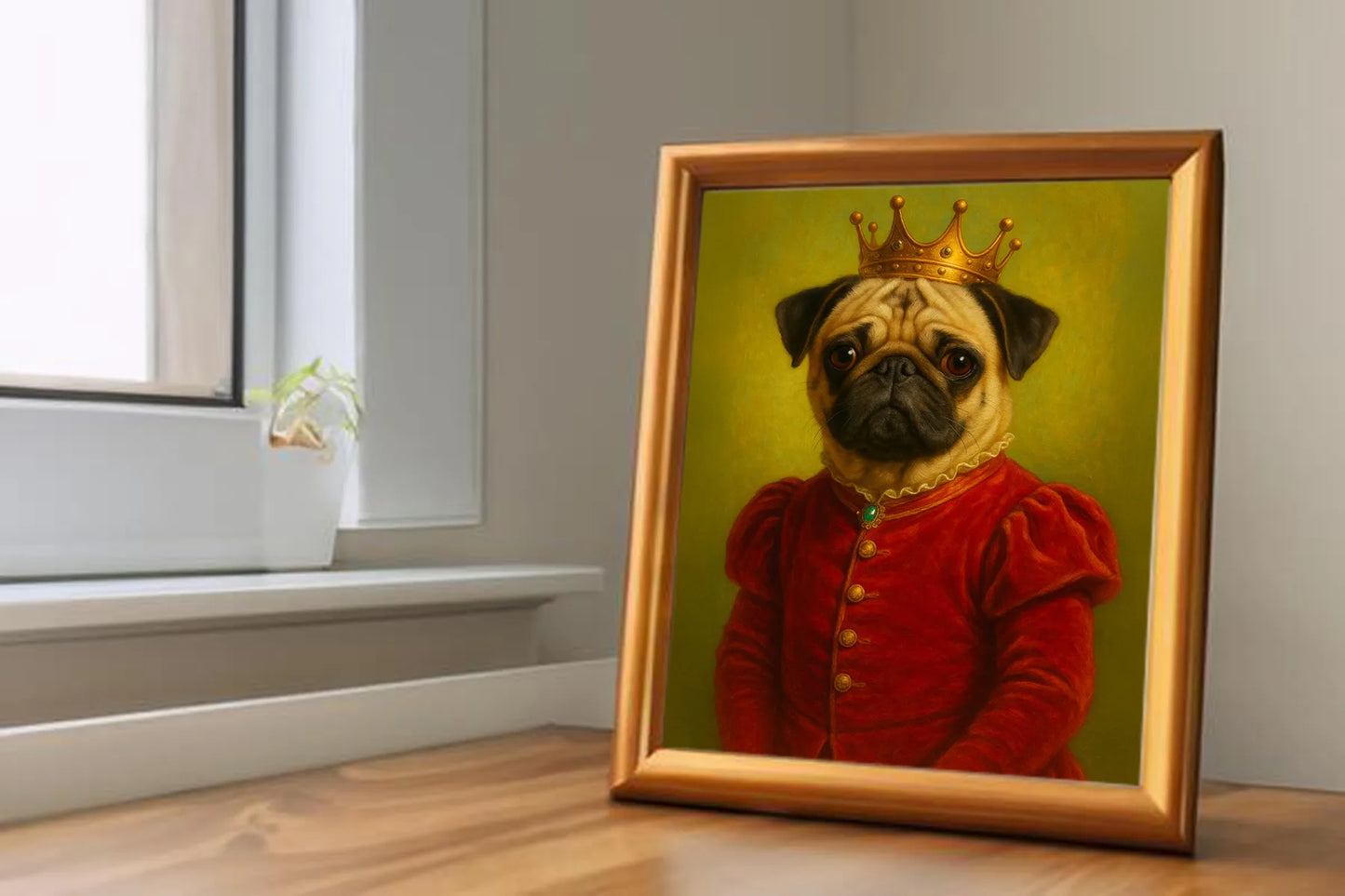 Custom Royal Pet Portrait | Sir Waggington | Personalized Wall Art for Pet Lovers