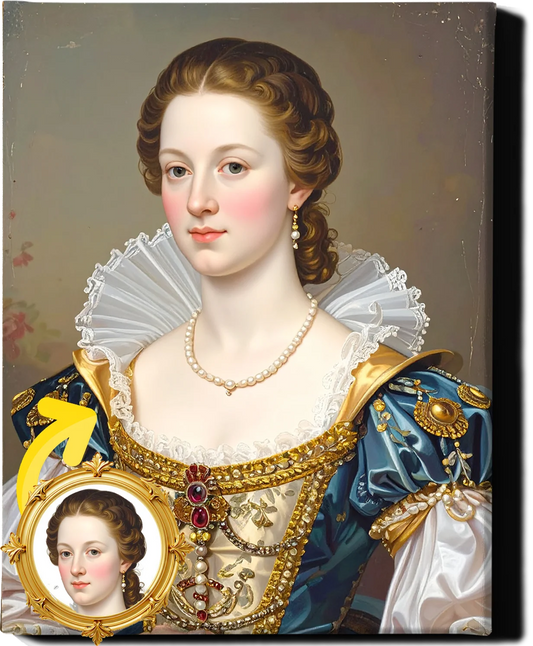 Custom Royal Human Portrait | Renaissance Noblewoman | Personalized Wall Art Gift for her