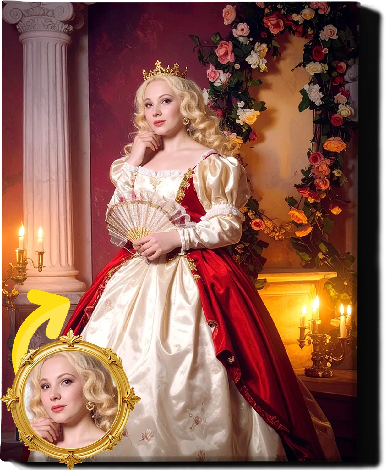 Custom Royal Human Portrait | Dashing Princess | Personalized Wall Art Gift for her