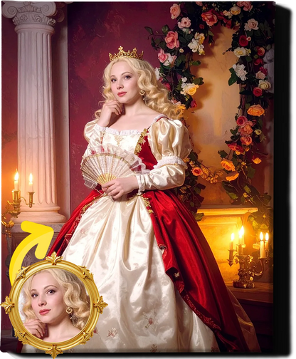 Custom Royal Human Portrait | Dashing Princess | Personalized Wall Art Gift for her