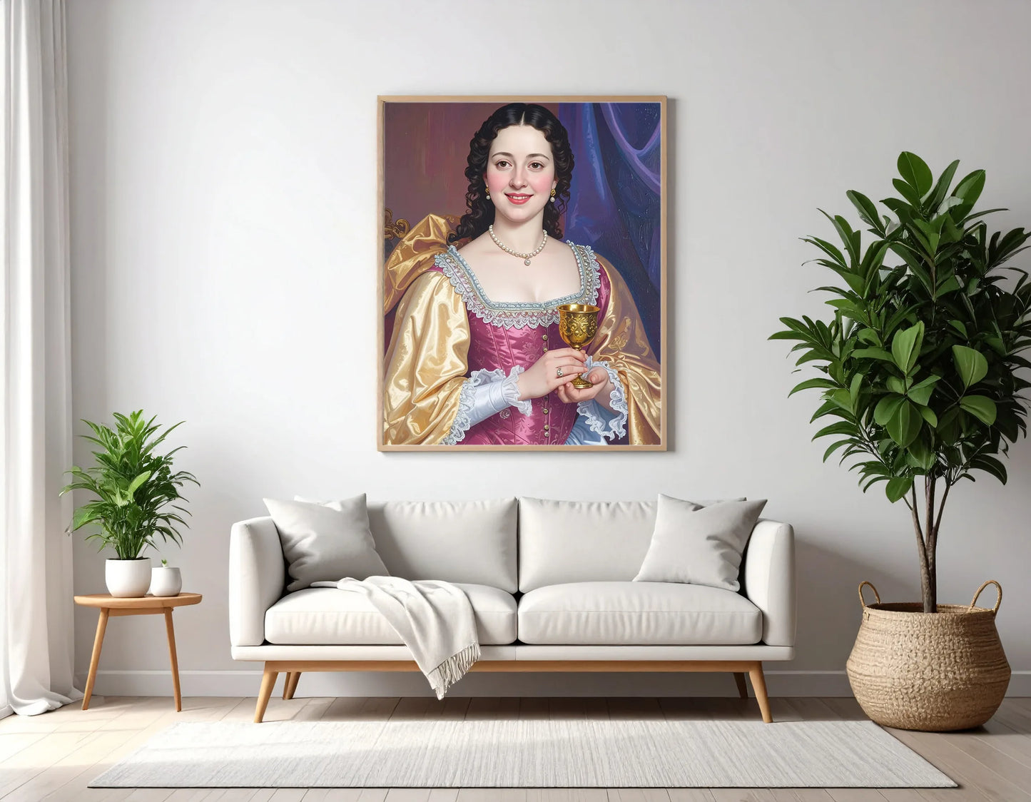 Custom Royal Human Portrait | Noble Lady with Goblet | Personalized Wall Art Gift for her
