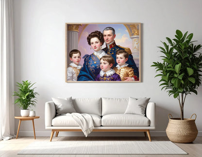 Custom Royal Family Portrait | Royal Bloom 3 | Personalized Wall Art Gift