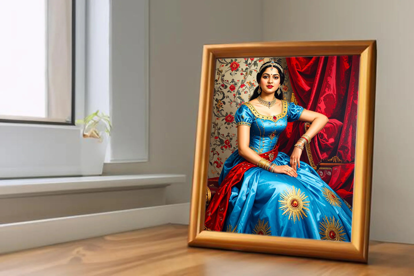 Custom Royal Human Portrait | Indian Royal Maharani 2 | Personalized Wall Art Gift for her