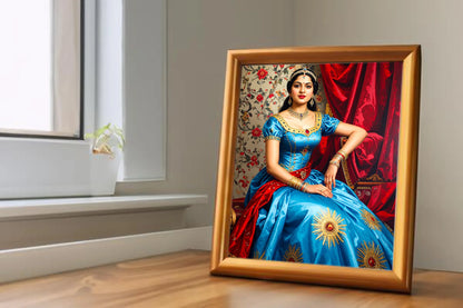 Custom Royal Human Portrait | Indian Royal Maharani 2 | Personalized Wall Art Gift for her