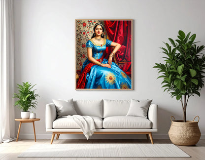 Custom Royal Human Portrait | Indian Royal Maharani 2 | Personalized Wall Art Gift for her