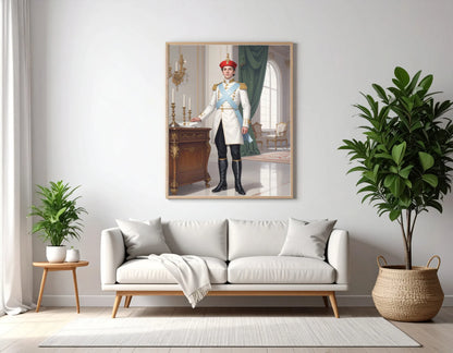 Custom Royal Human Portrait | Prince Julian of the Winter Court | Personalized Wall Art Gift for him