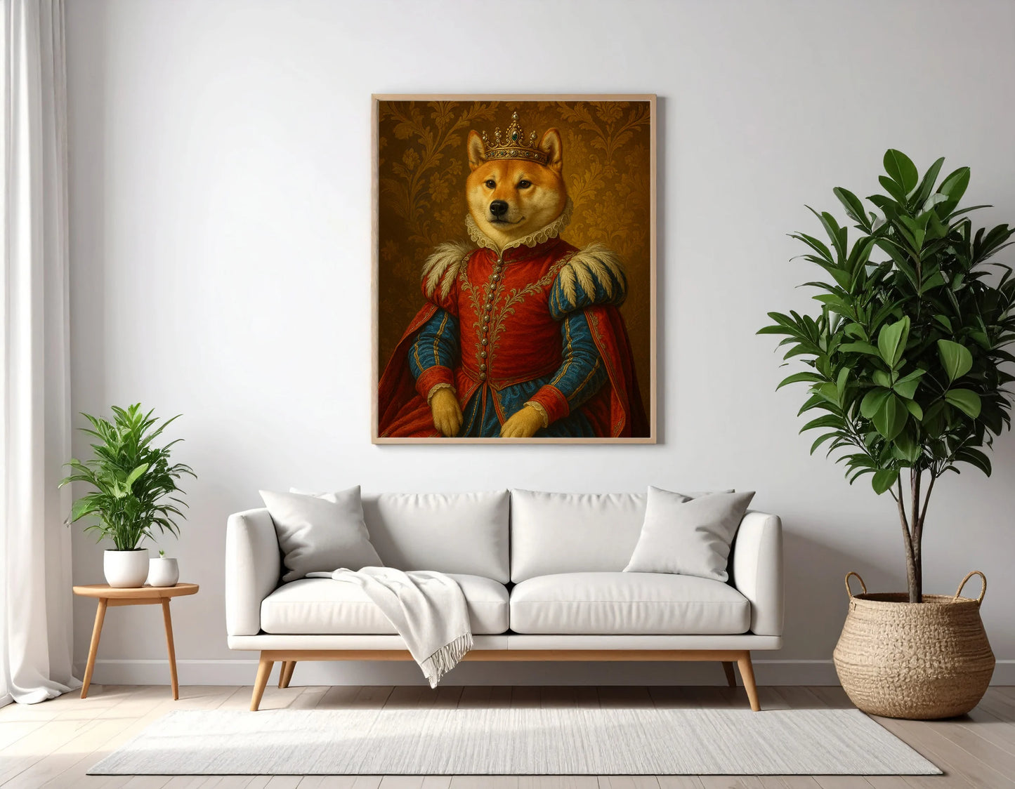 Custom Royal Pet Portrait | Baron Von Wiggle | Personalized Wall Art for Pet Lovers